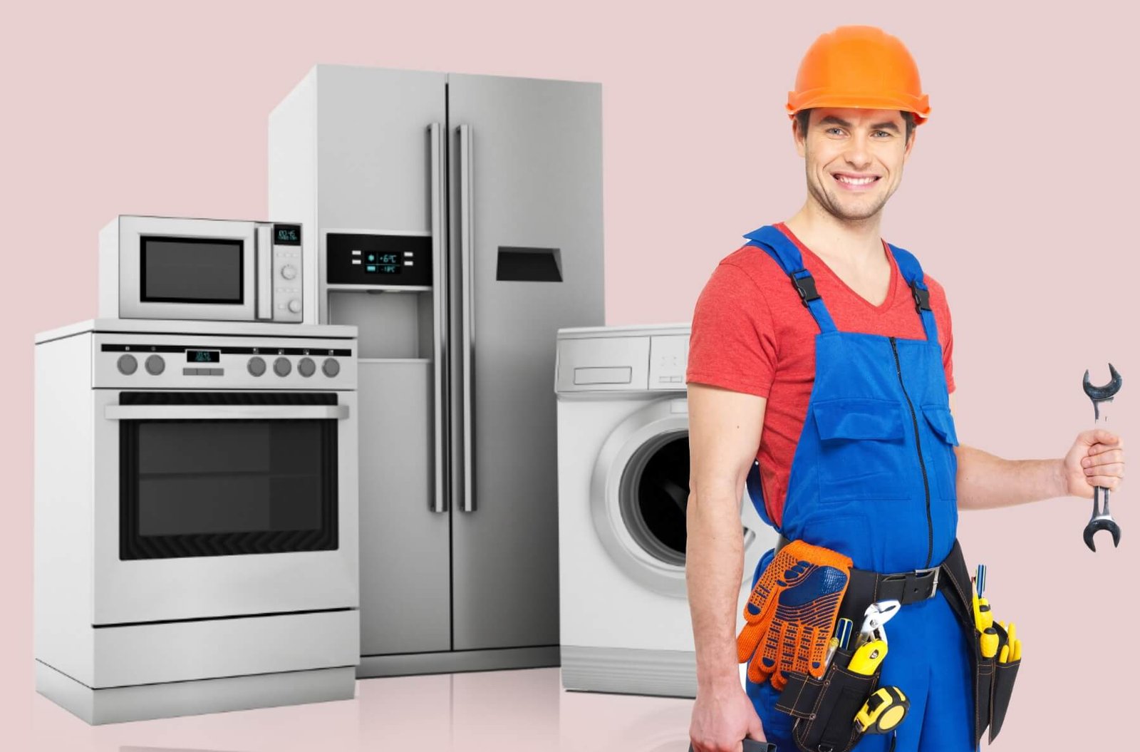 Technician with home appliances